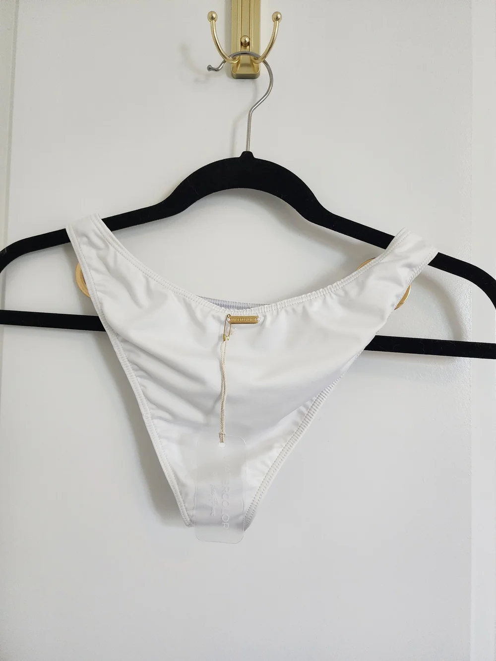 Kenny Flowers SANTORINI White Bikini Bottom with Gold Ring Accent